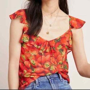 Anthropologie Strawberry Blouse